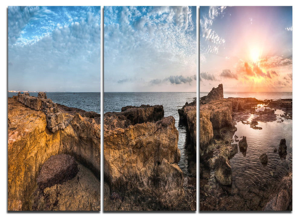 "Bright African Seashore Panorama" Metal Wall Art, 3 Panels, 36"x28"