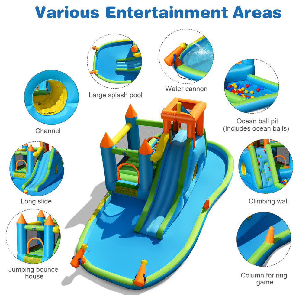 Bountech Inflatable Water Slide Kids Bounce House Splash Pool without Blower