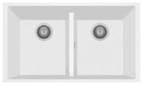 One Series 33" Drop-In Double-Bowl Granite Sink, Milk White, Undermount