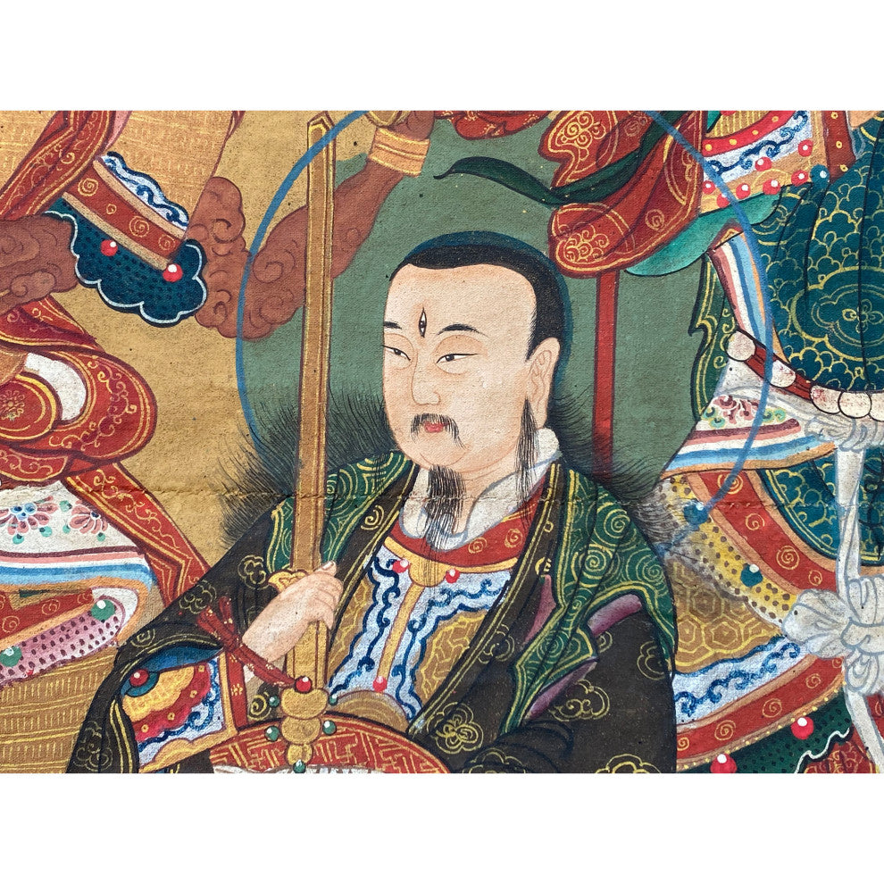 Large Chinese Canvas Art of The Three Great Emperor - Officials Hcs7164