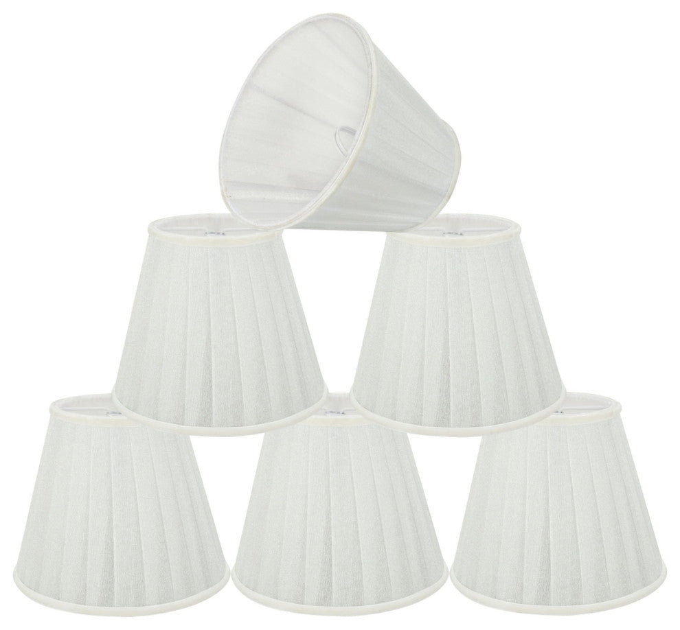 33112-6 Small Pleated Empire Chandelier Clip On Lamp Shade White 3"x5"x4 1/4"