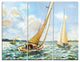 "Vintage Boats Sailing" Metal Wall Art, 3 Panels, 36"x28"