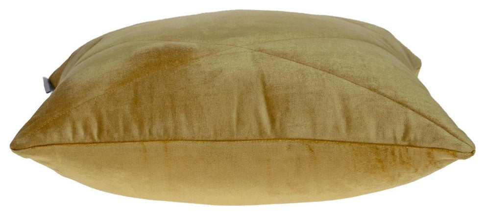 Quilted Yellow Velvet Throw Pillow