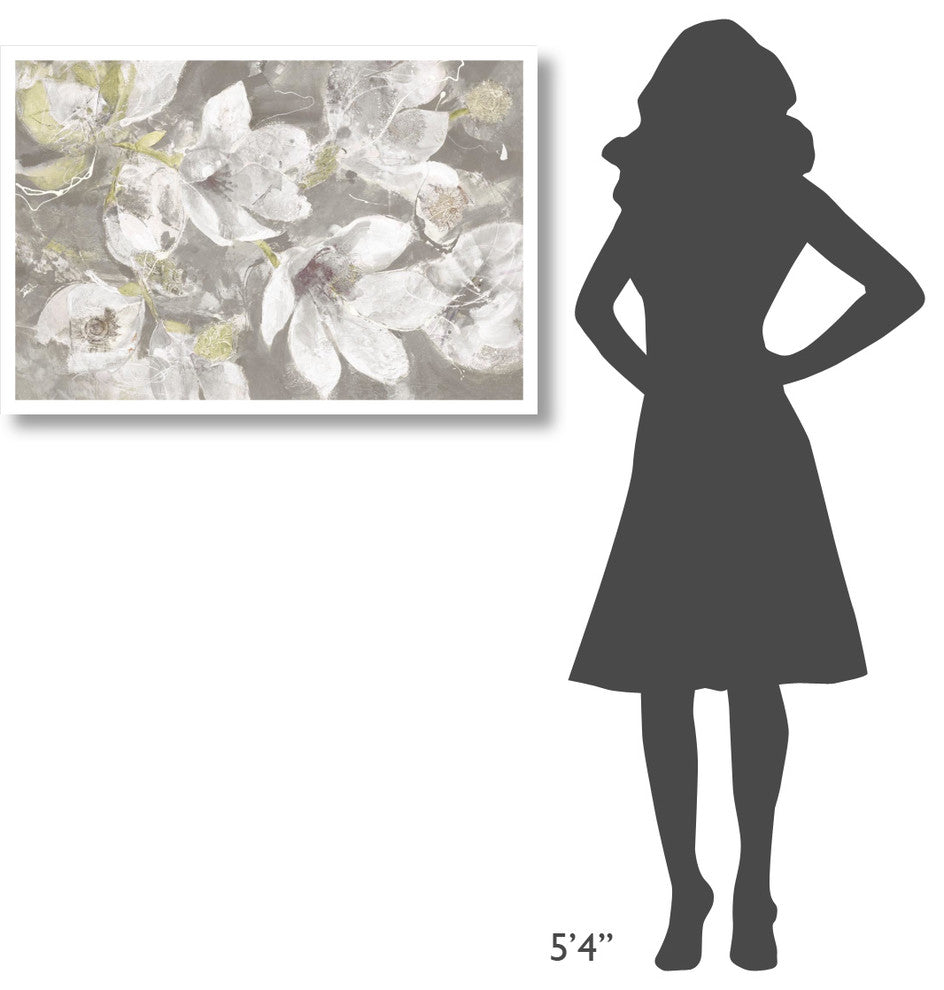 "Magnolias in Bloom Greige" Digital Paper Print by Albena Hristova, 38"x26"
