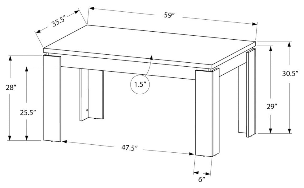 Dining Table, 60" Rectangular, Kitchen, Dining Room, Laminate, Black