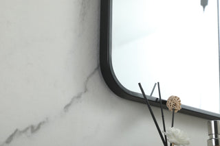 Ellis Soft Corner Metal Square Mirror 48x48 Inch, Black