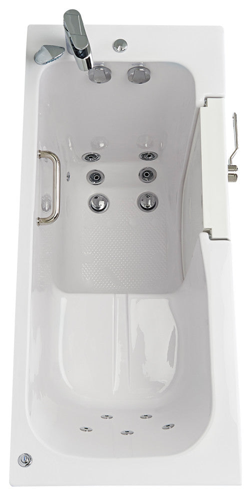 Ella Lounger 27"x60" Acrylic Massage Walk-In Bathtub, Outward Swing Door, Faucet