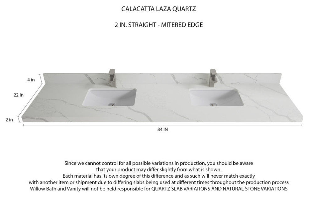Sonoma Teak 84 Double Sink Bath Vanity in Dark Natural with 2" Calacatta Laza