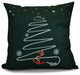 Decorative Outdoor Holiday Pillow Geometric Print, Dark Green, 18"x18"