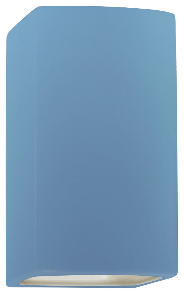 Ambiance Large Rectangle Wall Sconce, Closed Top, Sky Blue, Dedicated LED