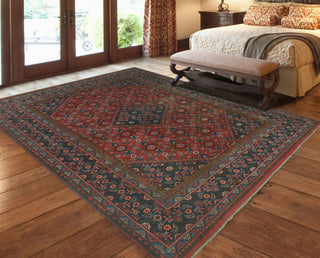 Fine Vintage Distressed Ama Red/Navy Rug, 6'7x10'4