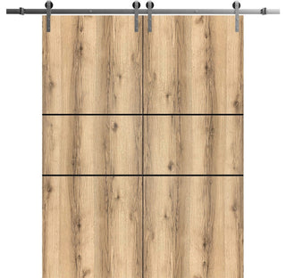 Sturdy Double Barn Door 64 x 80 with | Planum 0014 Oak with  | 13FT