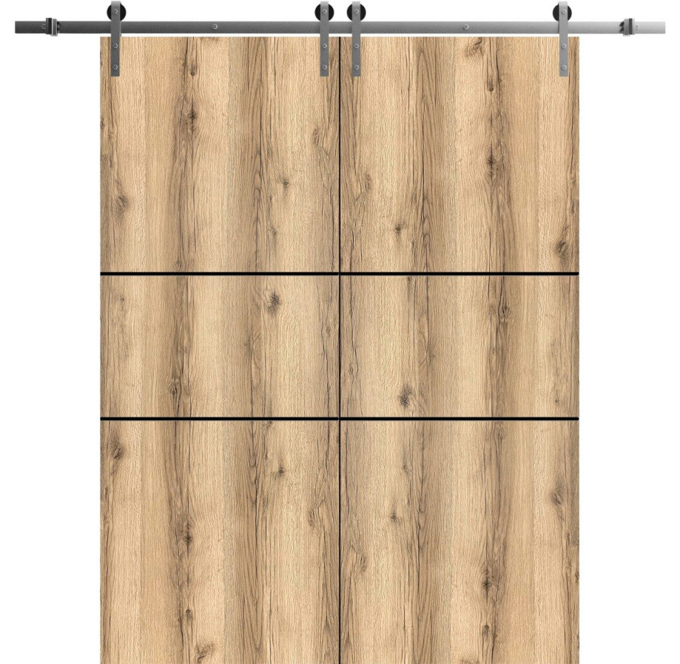 Sturdy Double Barn Door 64 x 80 with | Planum 0014 Oak with  | 13FT