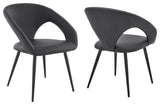 Elin Gray Faux Leather and Black Metal Dining Chairs - Set of 2