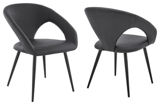Elin Gray Faux Leather and Black Metal Dining Chairs - Set of 2