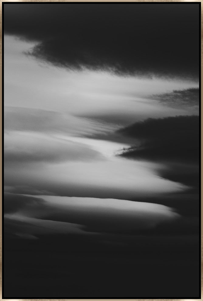 24x36 Lenticular Clouds IX, Framed Artwork, Silver