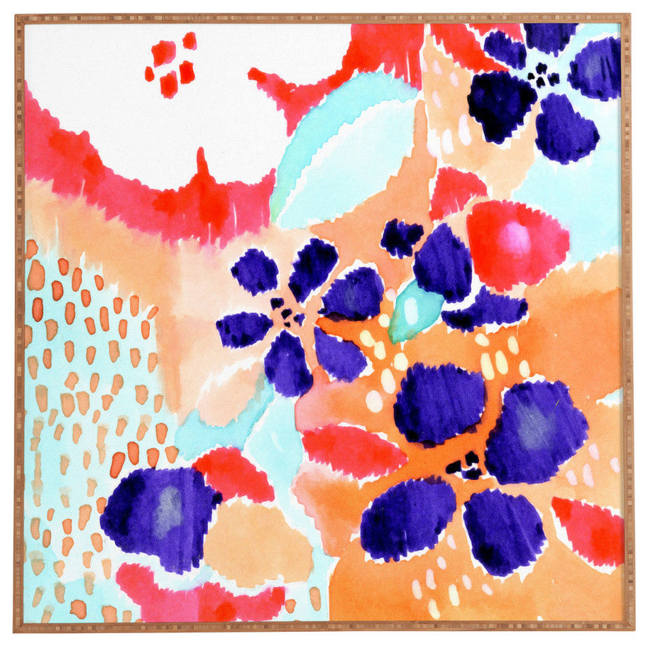 Deny Designs Cayenablanca Ikat Flowers Framed Wall Art