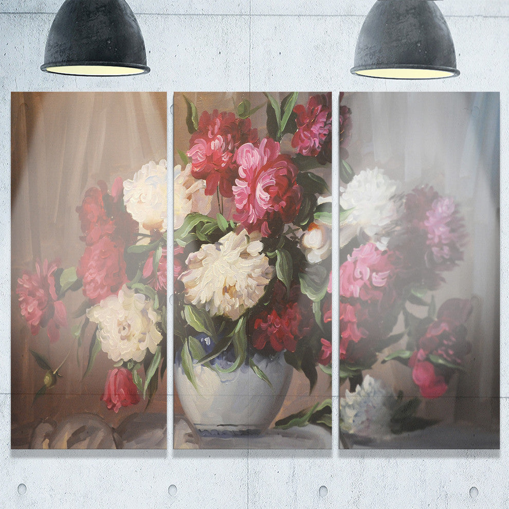 "Bouquet of Blooming Peonies" Metal Wall Art, 3 Panels, 36"x28"