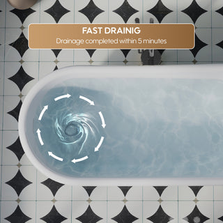 66" 100% Acrylic Freestanding Soaking Bathtub with Drain and Overflow, White, White
