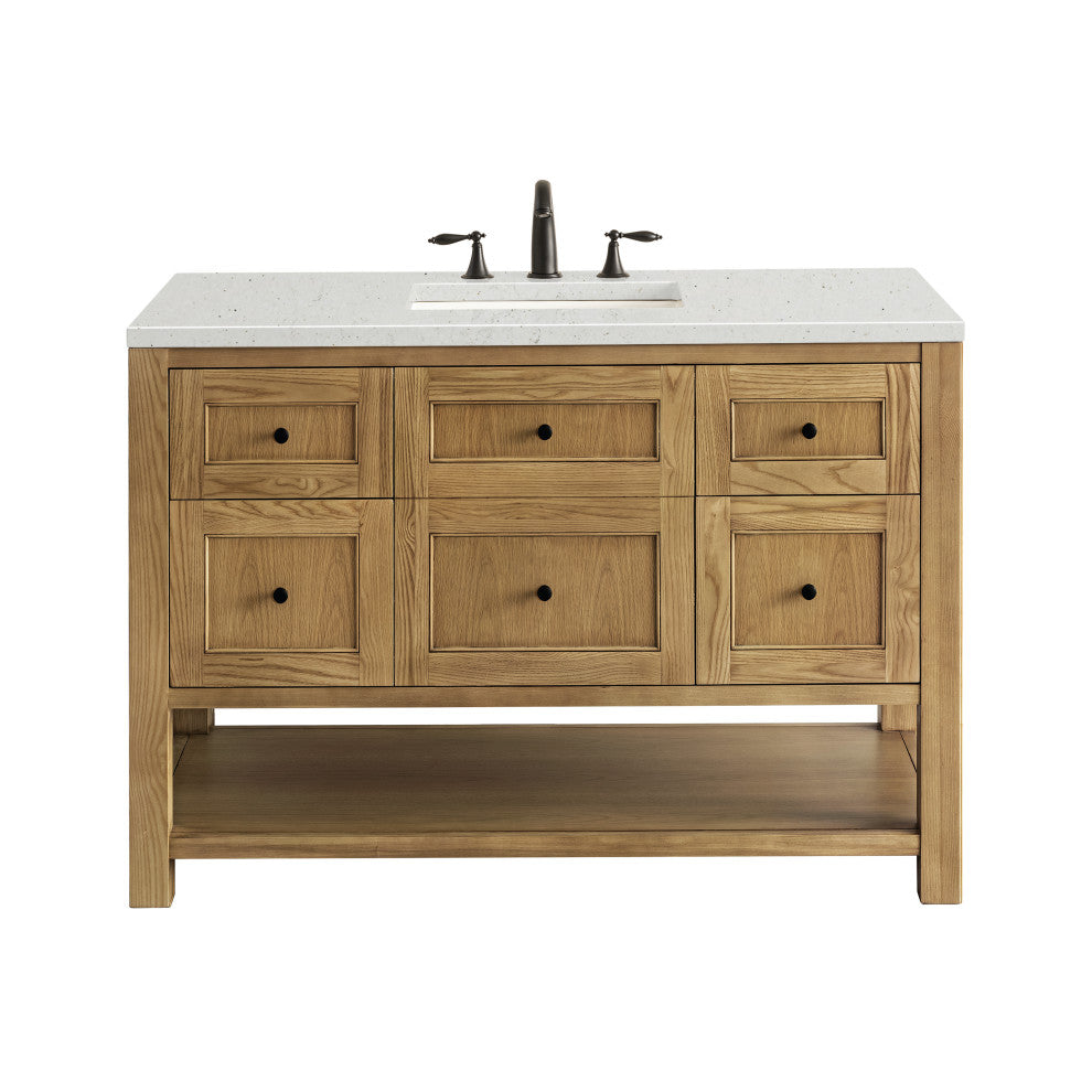 James Martin Breckenridge Bath Vanity, Light Natural Oak, 48", Lime Delight, Three-Hole