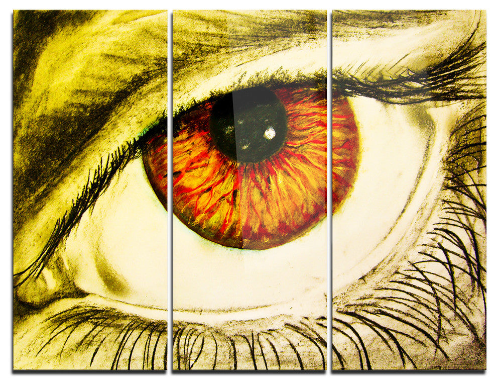 "Eye With Orange Pupil" Metal Wall Art, 3 Panels, 36"x28"