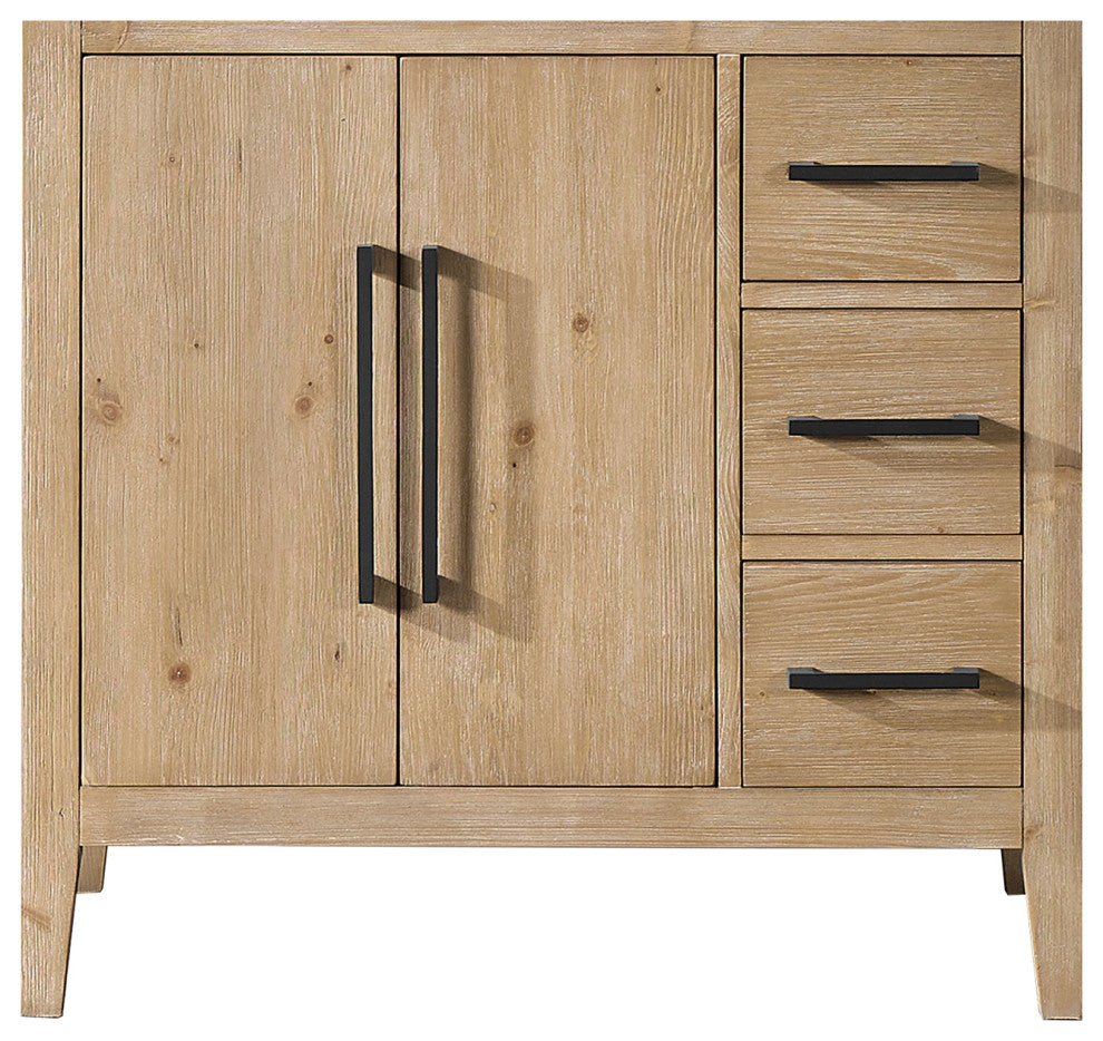 Laurel Bathroom Cabinet Vanity Base, Weathered Fir, 36", Without Mirror
