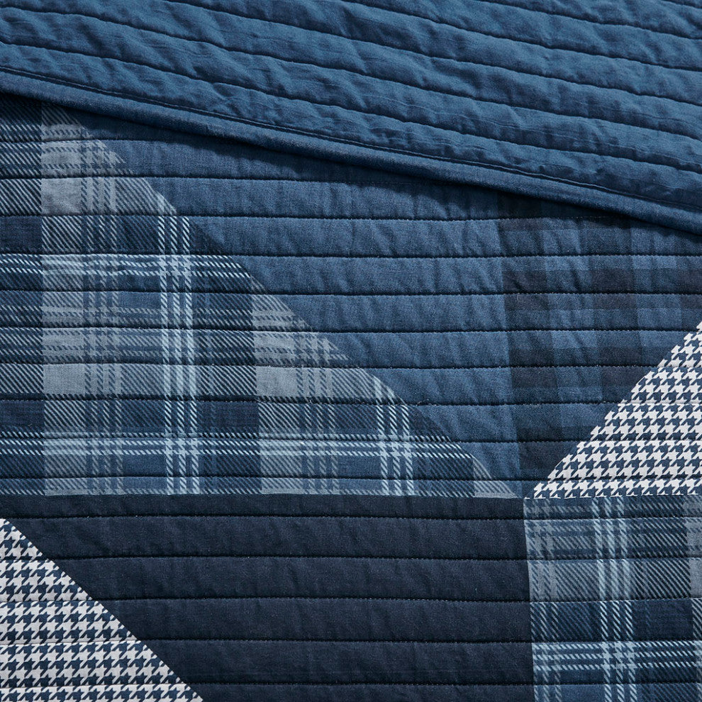 Woolrich Olsen Olsen 3 Piece Oversized Cotton Quilt Set, Blue