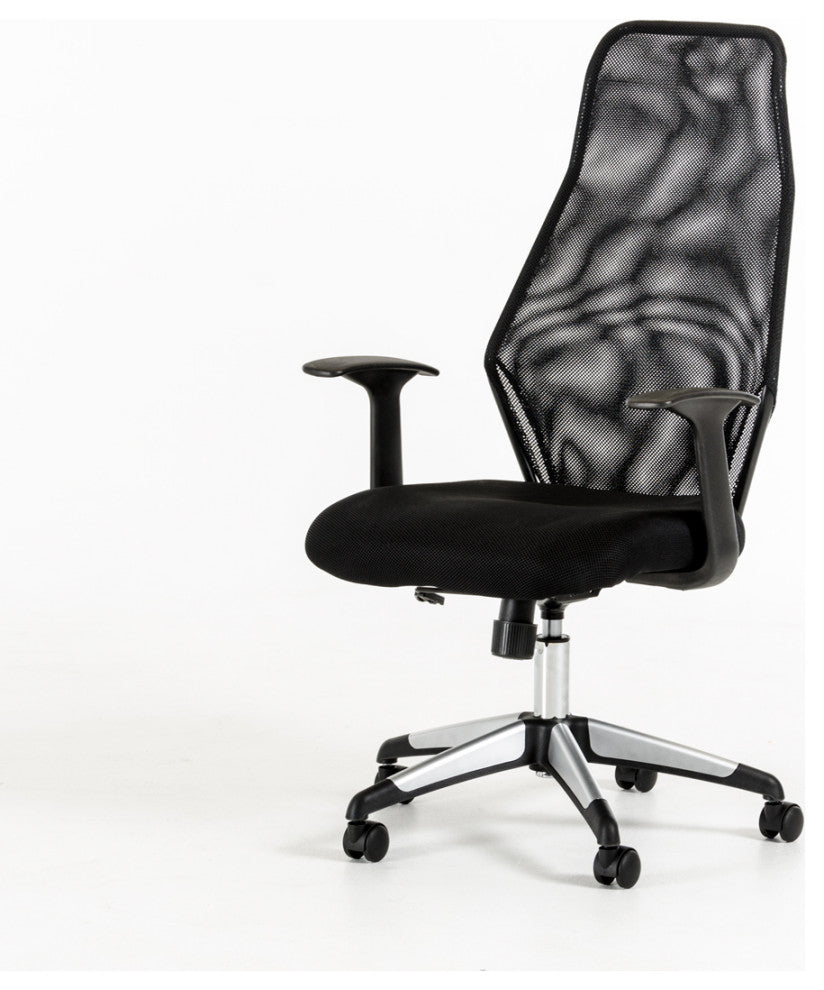 HomeRoots 48" Black Plastic and Steel Office Chair