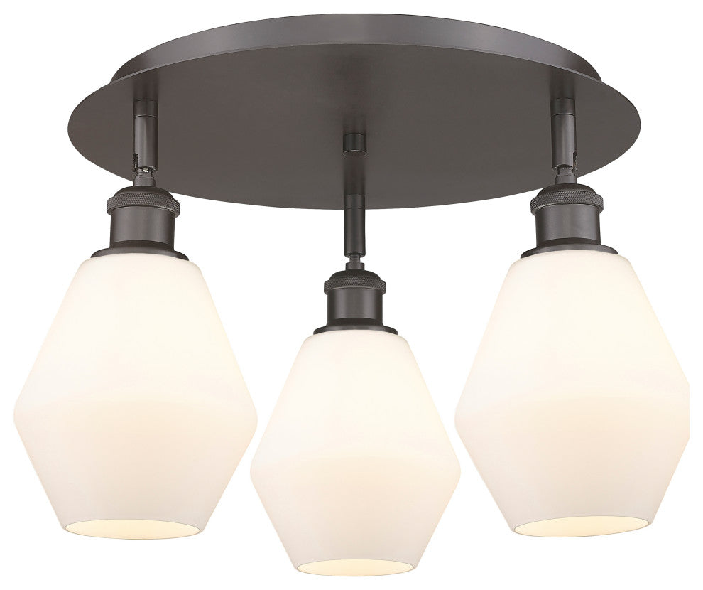 Cindyrella-3 Light 18" Flush Mount-Oil Rubbed Bronze, Cased Matte White Shade