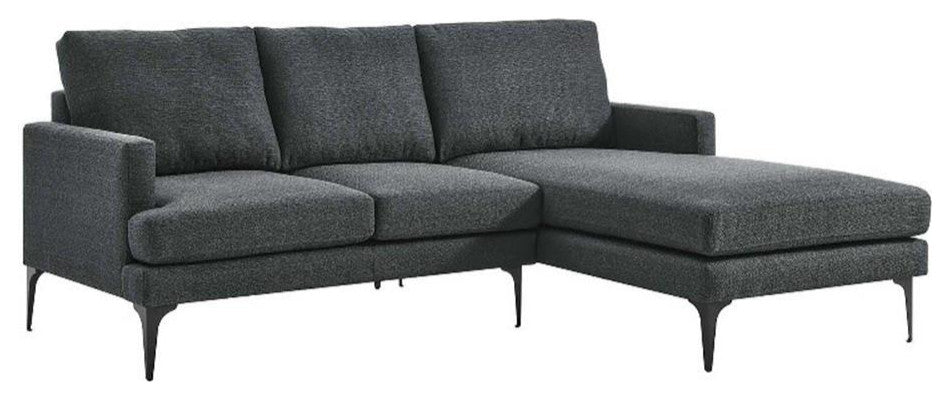 Modway Evermore Right-Facing Metal and Upholstered Fabric Sectional Sofa - Gray