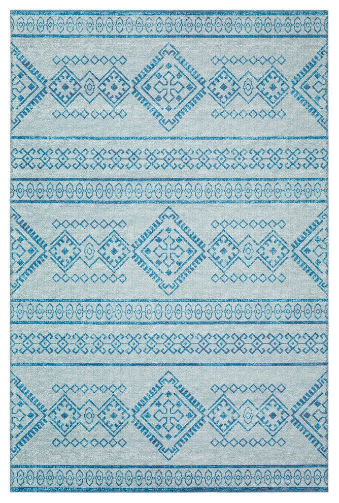 Indoor/Outdoor Sedona SN14 Sky Machine Washable 5' x 7'6" Rug