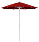 7.5' Matted White Push Lift Fiberglass Rib Aluminum Umbrella, Pacifica, Red