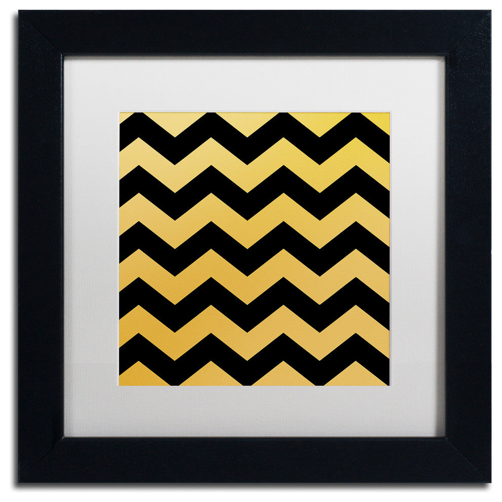 Color Bakery 'Xmas Chevron 5' Matted Framed Art, Black Frame, White Mat, 11x11
