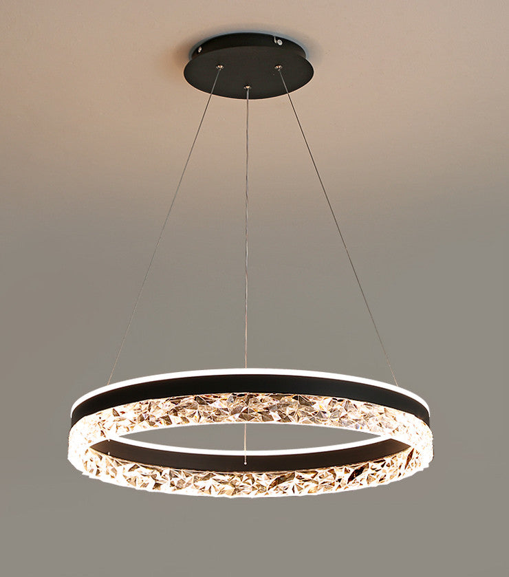 Chatel-Saint-Denis | Crystal Chandelier in the Shape of Ring, Black, Remote Dimming