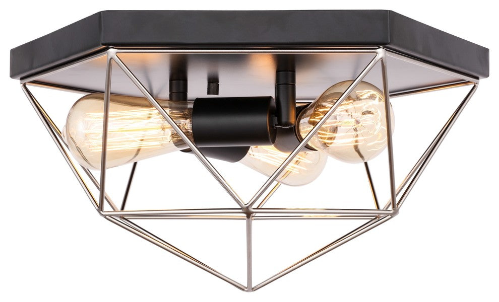 Woodbridge Lighting Lanning Flush Mount, Nickel/Black