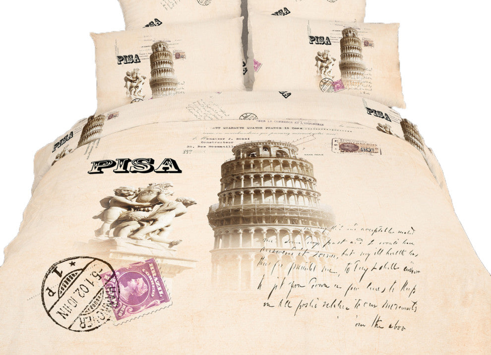 Twin Size Duvet Cover Sheets Set, Pisa