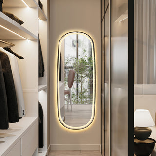 Cellini Rectangular Bathroom/Dressing LED Lighted Wall Mirror, Matte Black, 26"