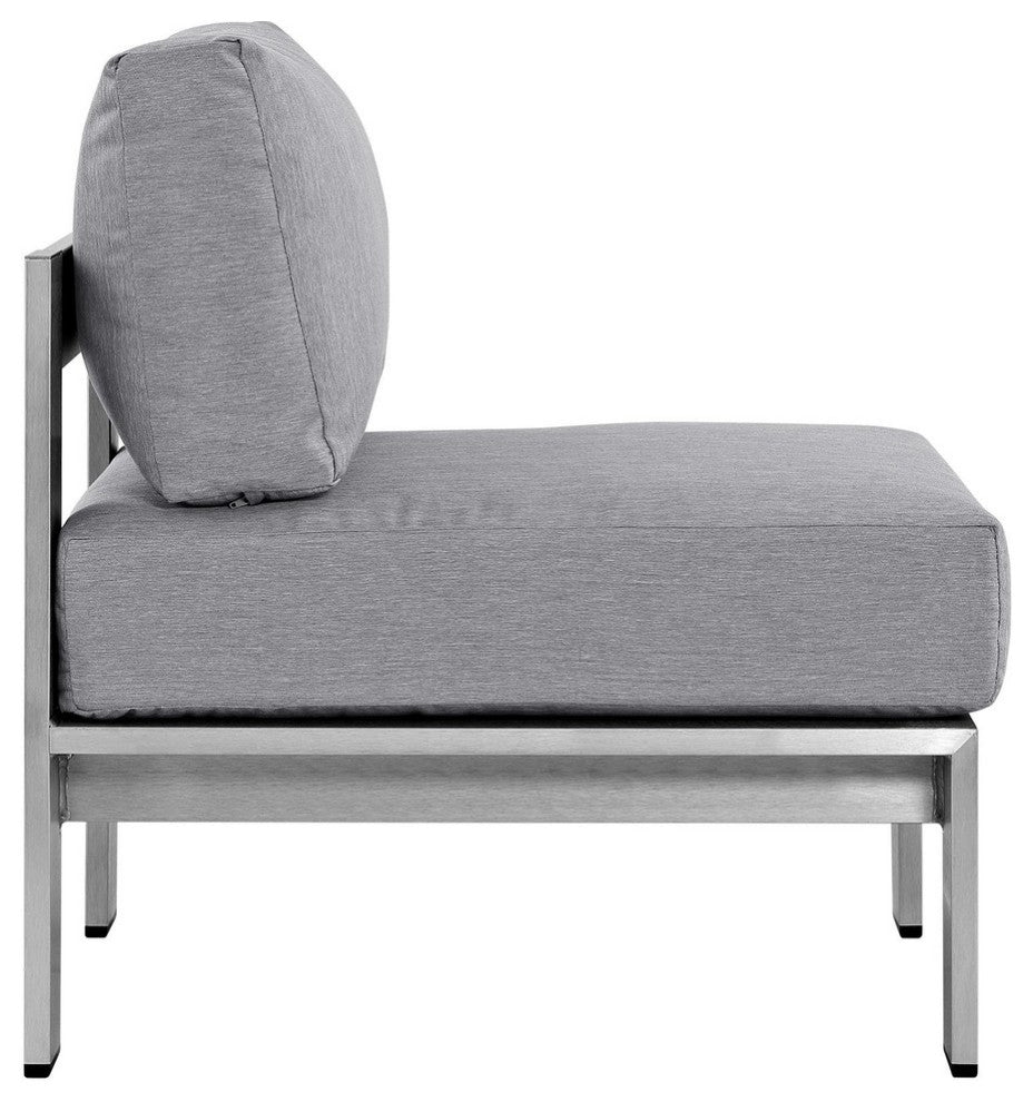 Silver Gray Shore 3 Piece Outdoor Patio Aluminum Sectional Sofa Set