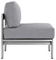 Silver Gray Shore 3 Piece Outdoor Patio Aluminum Sectional Sofa Set