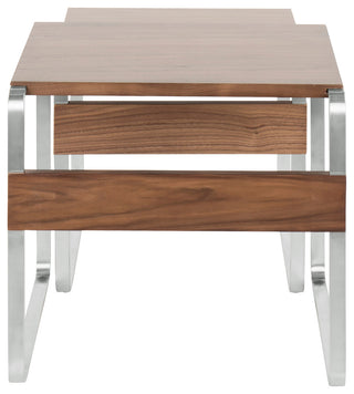 Lumisource Tea Side Nesting Tables, Stainless Steel and Walnut