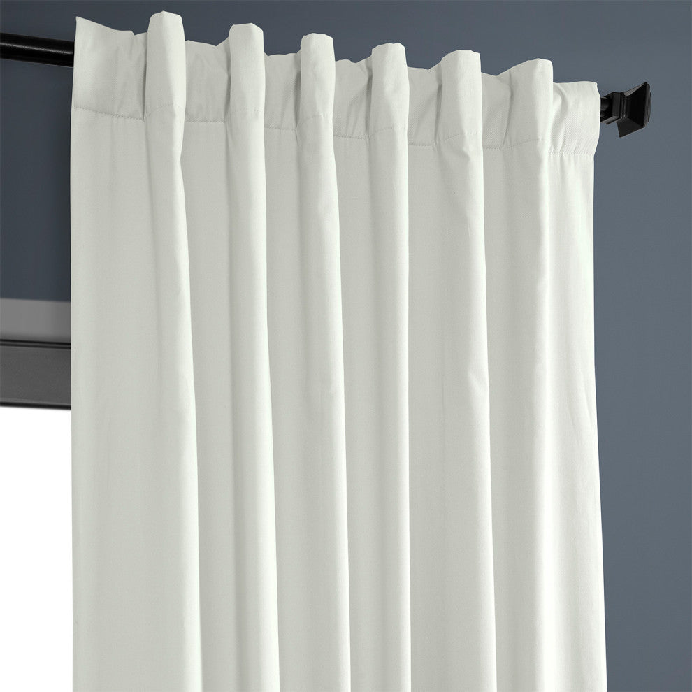 Solid Cotton Blackout Curtain Single Panel, Warm Off-White, 50"x120"