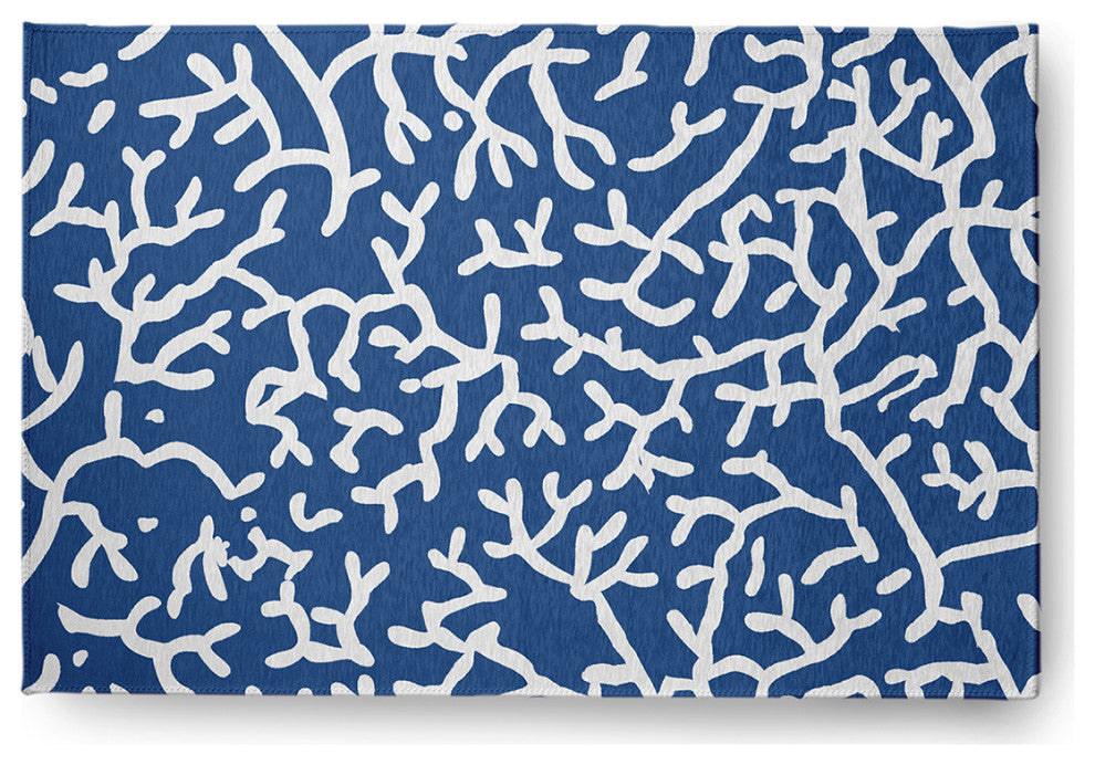 Seaweed Nautical & Coastal Chenille Area Rug, Nautical Navy, 4'x6'