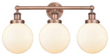 Edison Large Beacon 3-Light 25" Vanity Light, Antique Copper, Matte White Shade