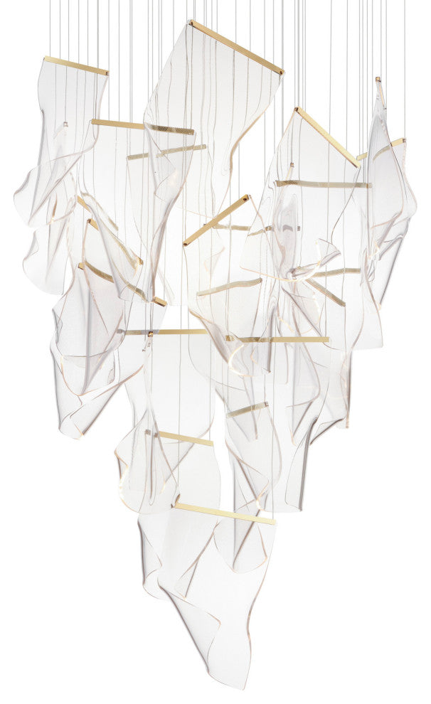 ET2 E24880-133 Rinkle 36"W LED Multi Light Abstract Pendant - French Gold