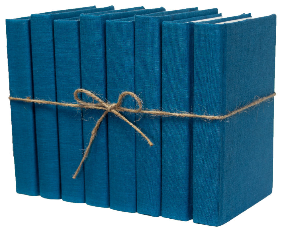 Decorative Books - Blue Spruce Linen Wrapped Book Bundle - 1 foot of Books