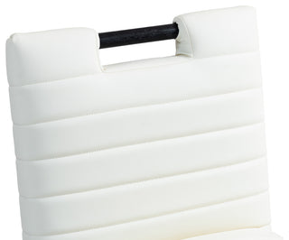 Aimee Upholstered Counter Stool, Cream, Vegan Leather, Black Finish
