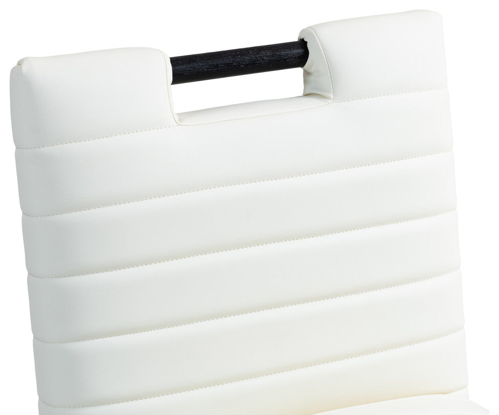 Aimee Upholstered Counter Stool, Cream, Vegan Leather, Black Finish