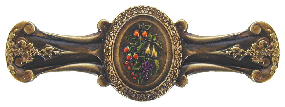 Fruit Bouquet Pull Hand-Tinted Antique Brass, Brass Hand Tinted