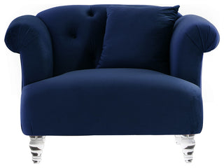 Elegance Contemporary Chair in Blue Velvet with Acrylic Legs