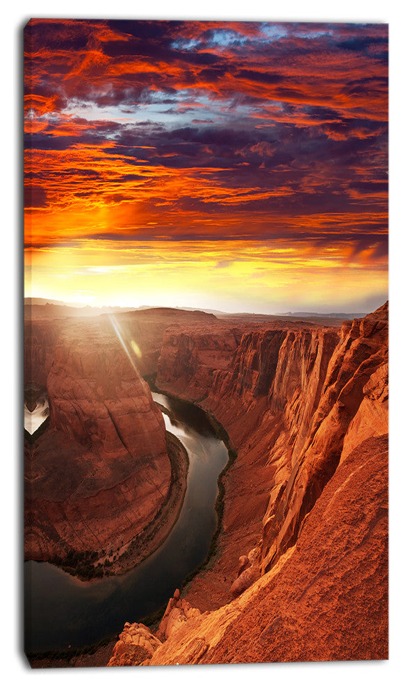 Horse Shoe Bend under Sunset Sky, Extra Large Landscape Canvas Art, 16"x32"